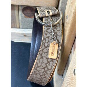 Coach Womens Signature Brown Belt With Leather Trim & Metal Accents Size L